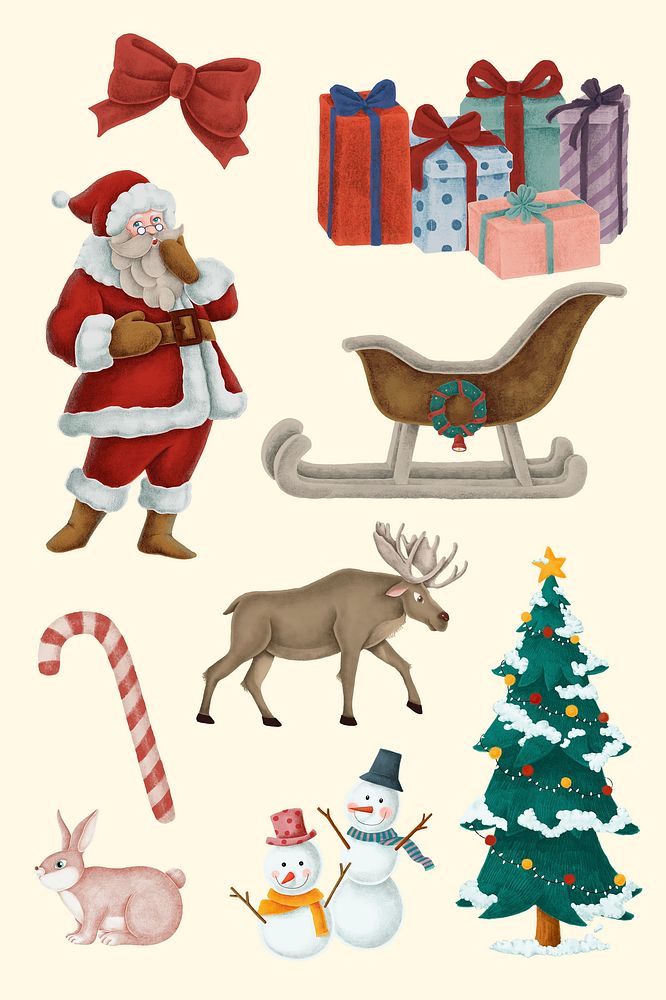 Cute Christmas ornament hand drawn set/collection