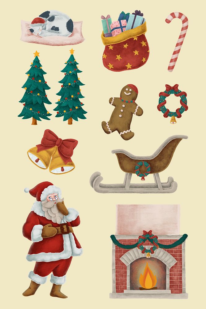 Cute Christmas ornament hand drawn collection