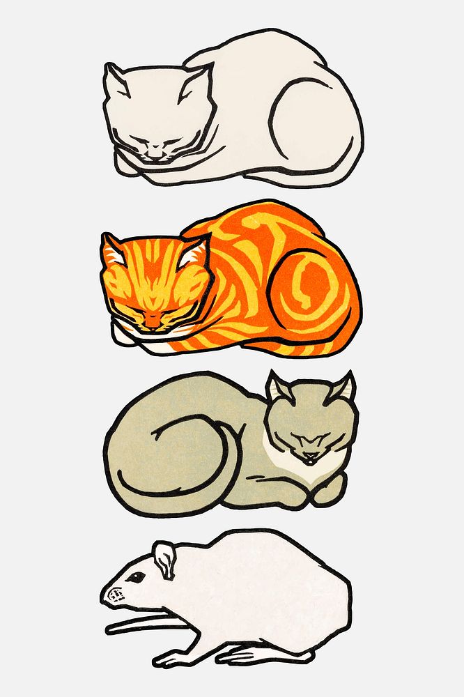 Retro cat psd vintage logo collection