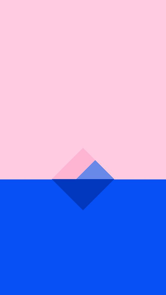 Minimal iceberg mobile wallpaper vector in pink and blue