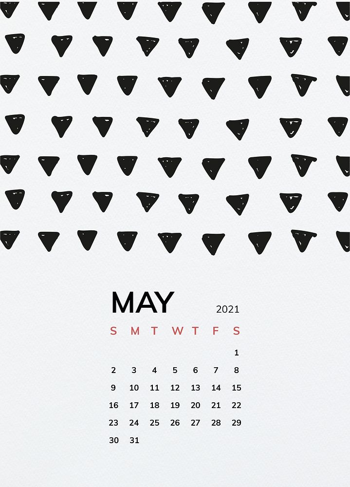 Calendar 2021 May printable template psd with black line pattern