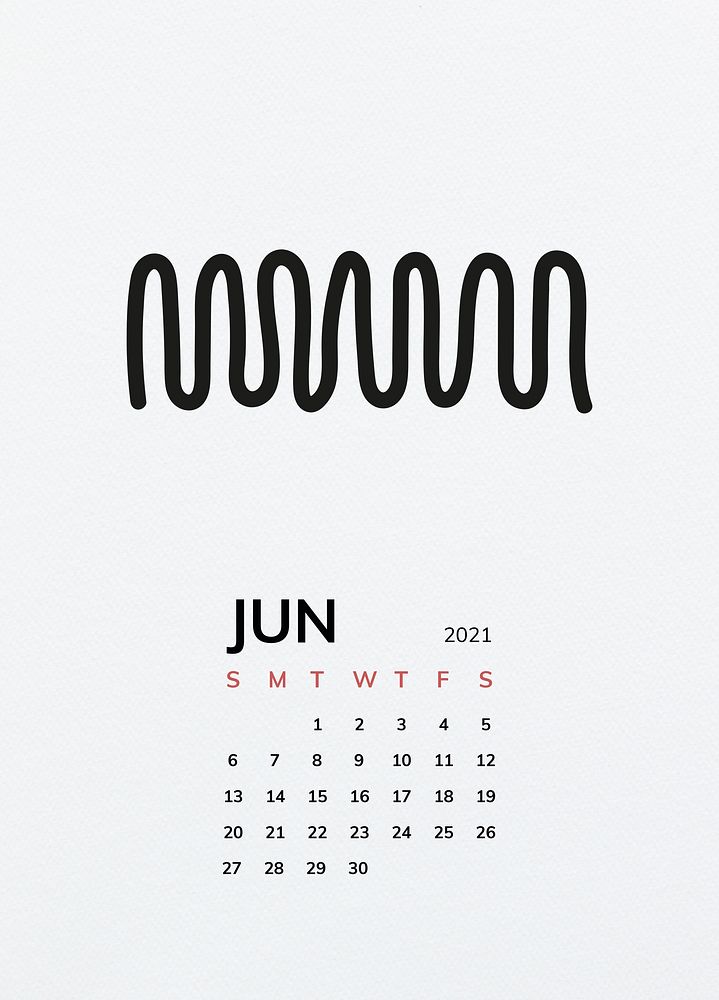 Calendar 2021 June printable template psd with black line pattern lock screen background