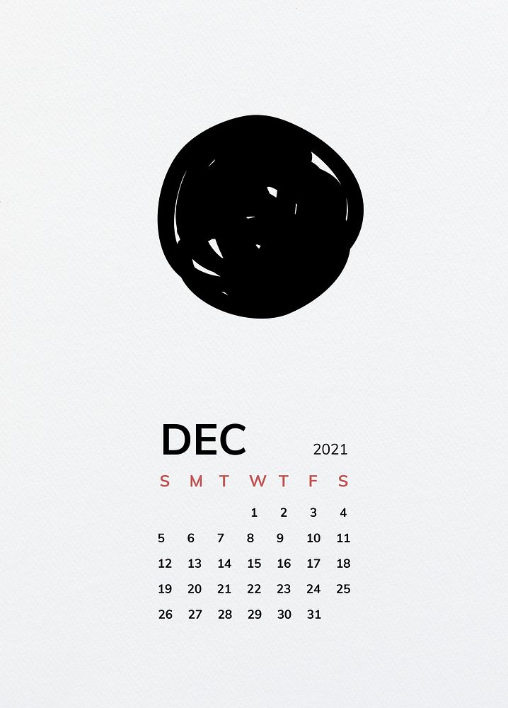 Calendar 2021 December printable template vector with black dot pattern