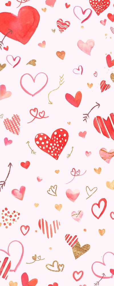 Heart pattern mobile wallpaper vector valentine's day edition