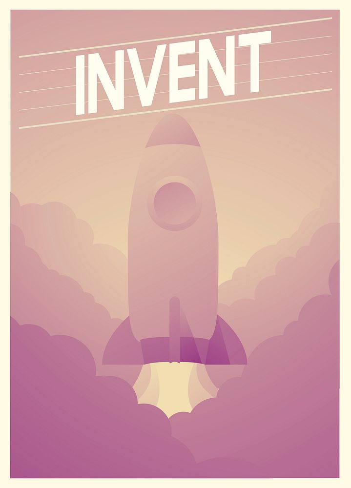 Graphic rocket about journey and innovate discovery
