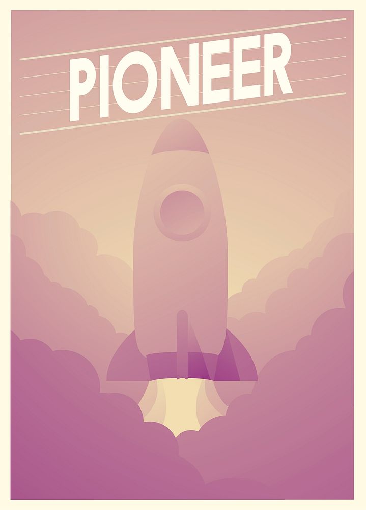 Graphic rocket about journey and innovate discovery