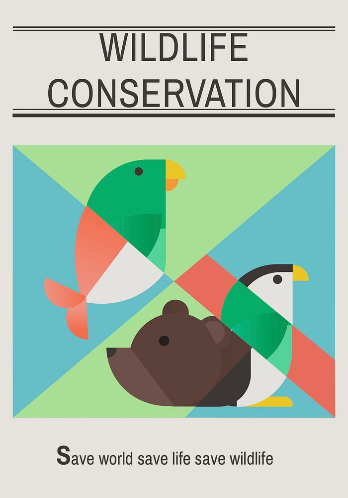 Save endangered animals icon graphic