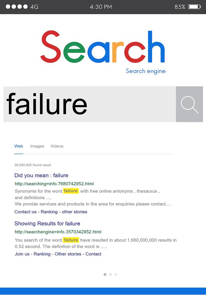 Fail Failed Failing Failure Fiasco Defeat Collapse Concept