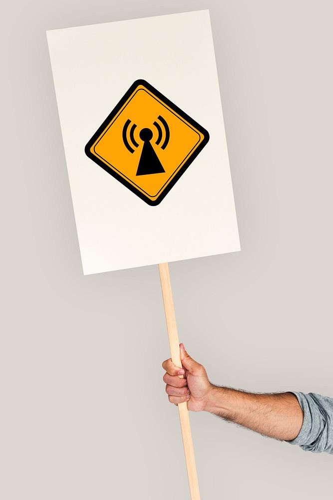 Studio Shoot Holding Banner with Signal Network Sign