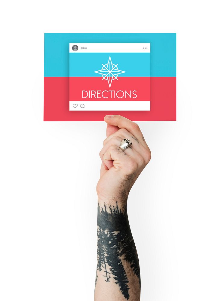 Hand Showing Direction Guide Navigation Route Map Word Graphic