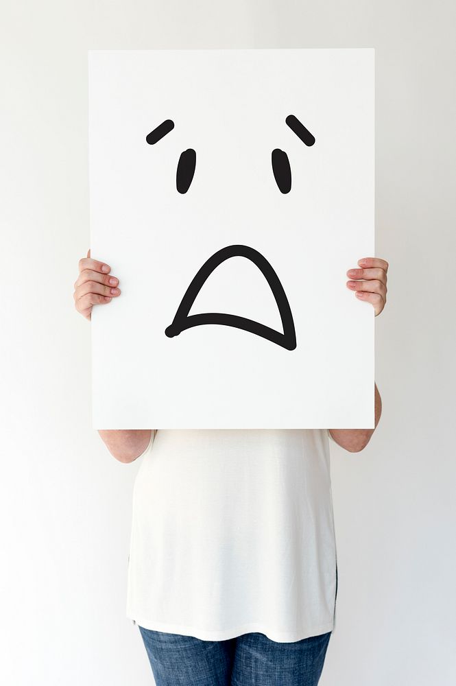 Illustration of awful sadness face on banner