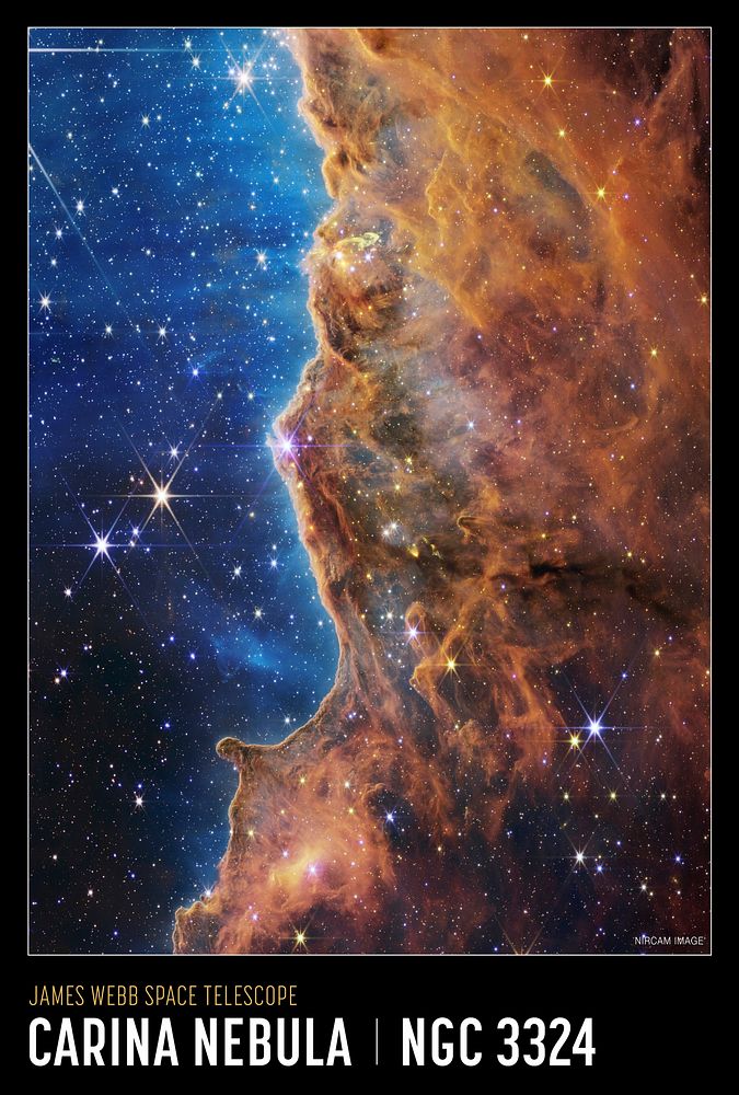 Carina Nebula Poster from NASA&rsquo;s James Webb Space Telescope (NIRCam Compass Image)