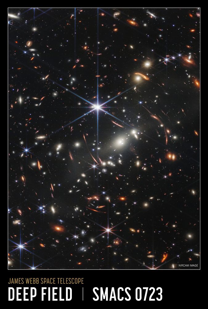 Webb's First Deep Field SMACS 0723 Poster from NASA&rsquo;s James Webb Space Telescope (NIRCam Compass Image)