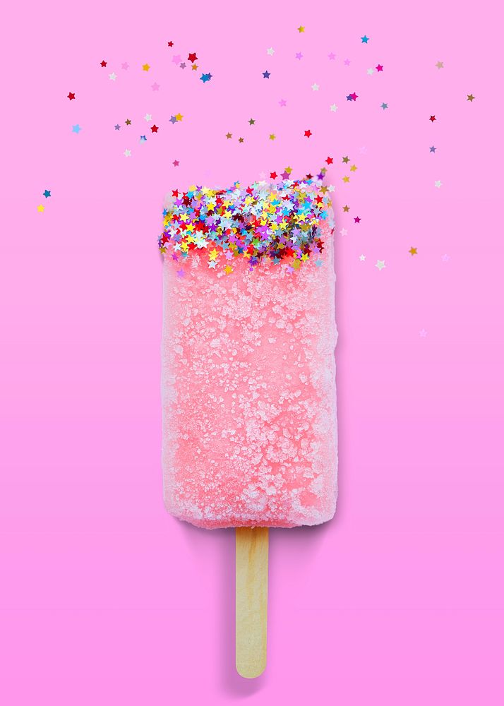 Pink ice pop collage element psd