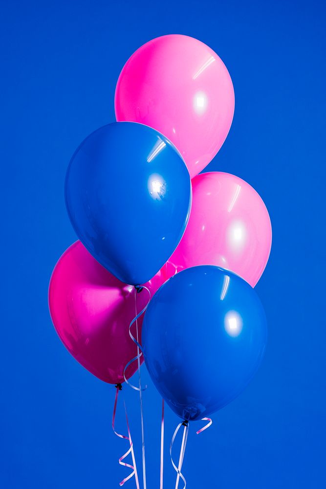 Pink and blue balloons background