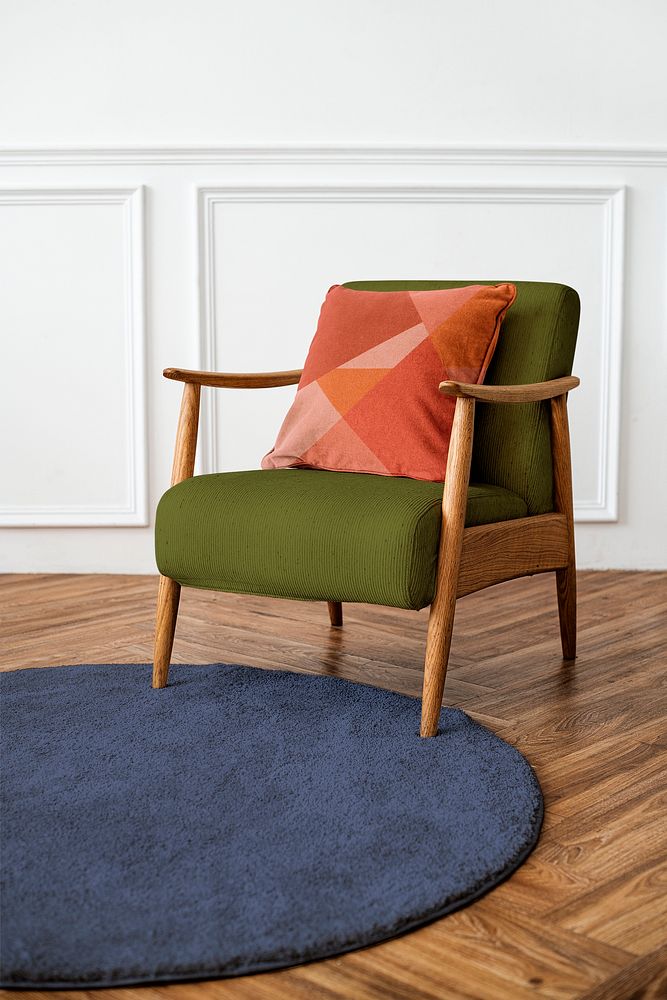 Linen cushion cover on an armchair