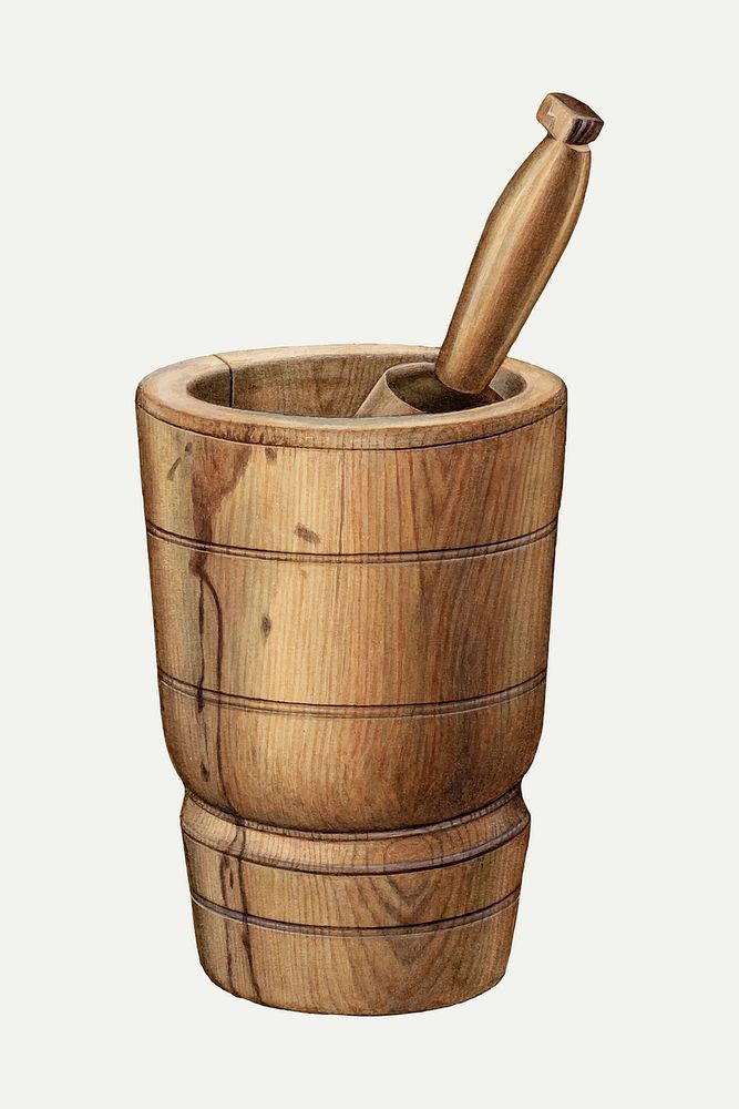 Mortar and pestle vector illustration, remixed from the artwork by Wellington Blewett