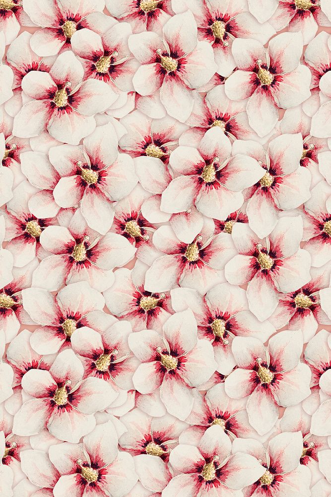 Hibiscus flower pattern background, remix from artworks by Megata Morikaga
