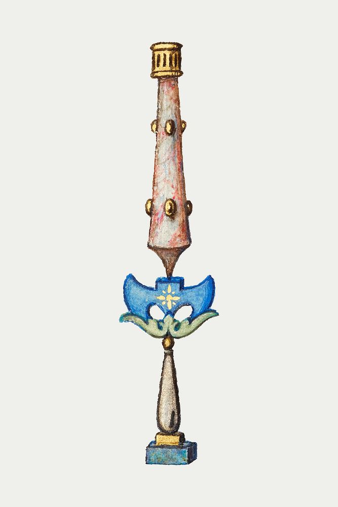 Vintage medieval candle holder vector ornamental element