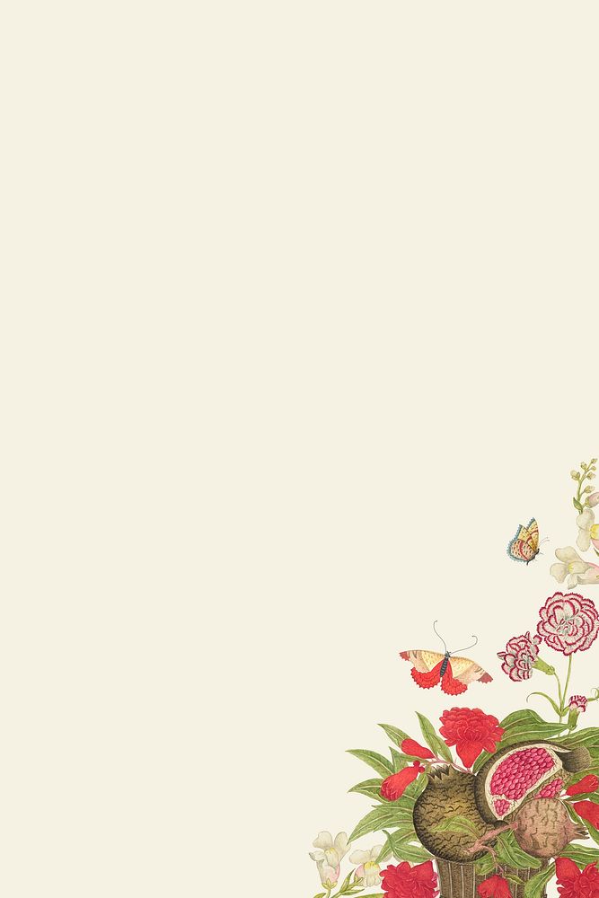 Vintage botanical vector background, remixed from the 18th-century artworks from the Smithsonian archive.