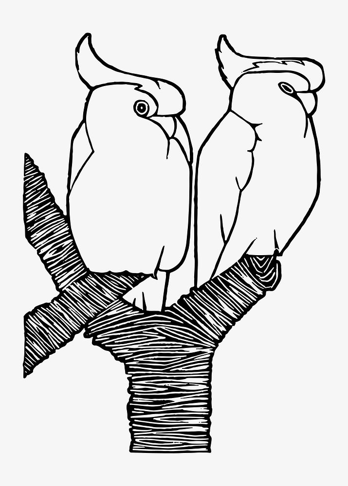 Vintage crowned cockatoos art print vector, remix from artworks by Samuel Jessurun de Mesquita