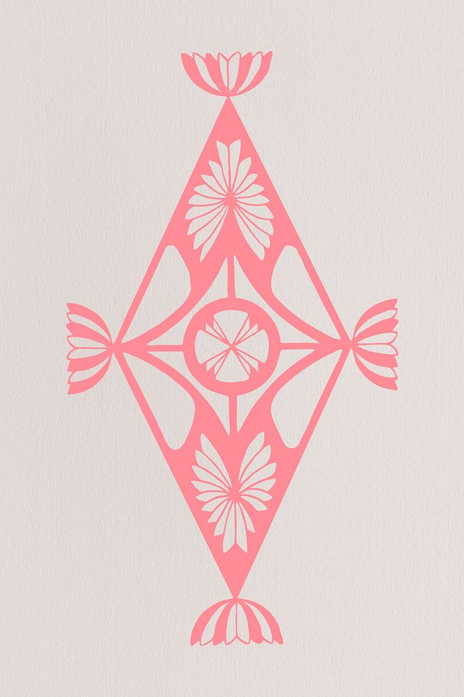 Vintage pink ornament with diamond shape part print, remix from artworks by Samuel Jessurun de Mesquita