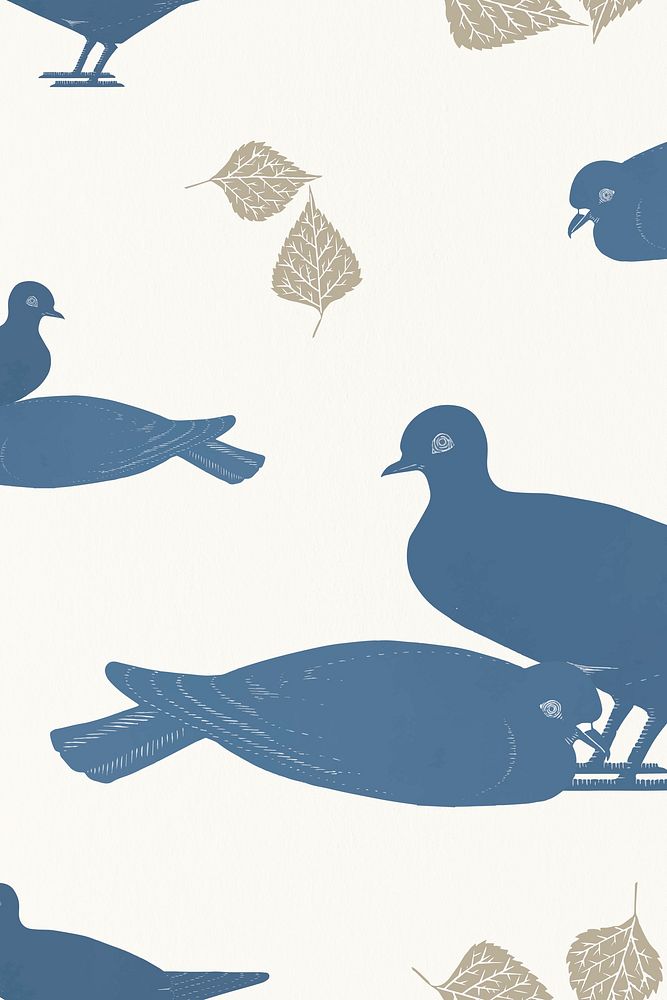 Vintage pigeon psd patterned background, remix from artworks by Samuel Jessurun de Mesquita