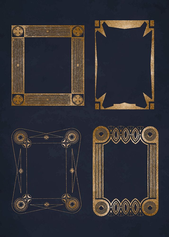 Vintage gold glitter frame vector set, remix from artworks by Samuel Jessurun de Mesquita