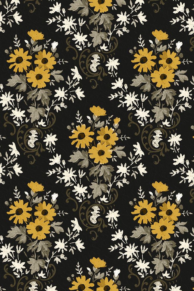 Blooming flowers pattern background vintage style