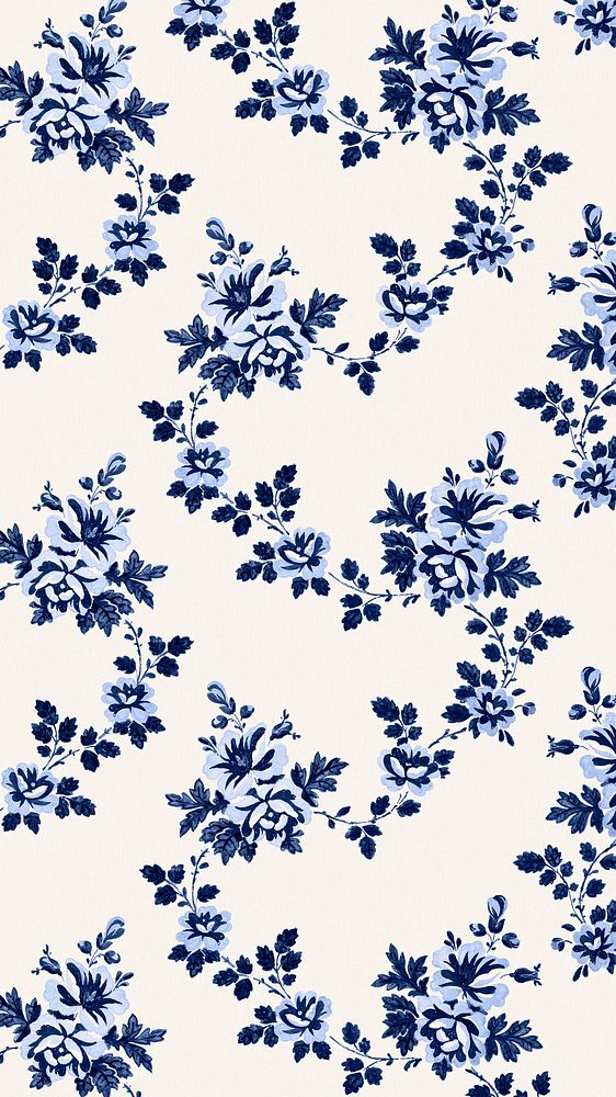 Floral blue vintage style mobile phone wall paper