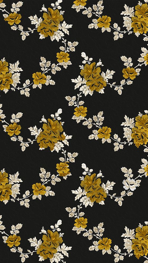Blooming flowers pattern vintage style mobile phone wall paper