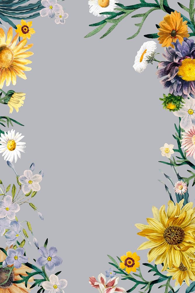 Watercolor floral vintage frame vector