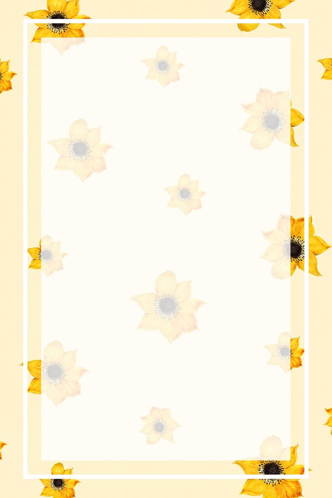 Rectangle frame on vintage yellow flower background design element