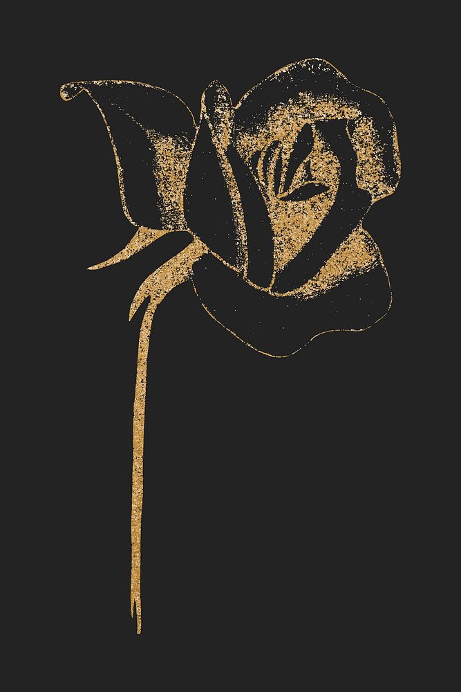 Vintage glittery gold rose art print vector, remix from artworks by Samuel Jessurun de Mesquita