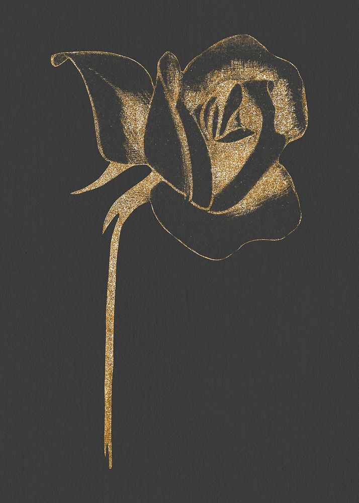 Vintage glittery gold rose psd art print, remix from artworks by Samuel Jessurun de Mesquita