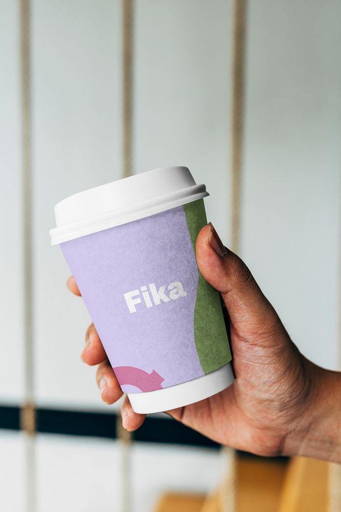 Colorful disposable cup mockup psd