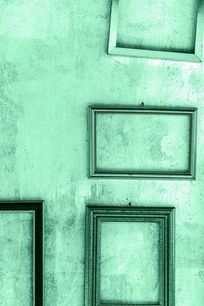 Grunge green wall old frame set