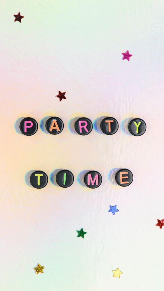 PARTY TIME beads lettering word typography