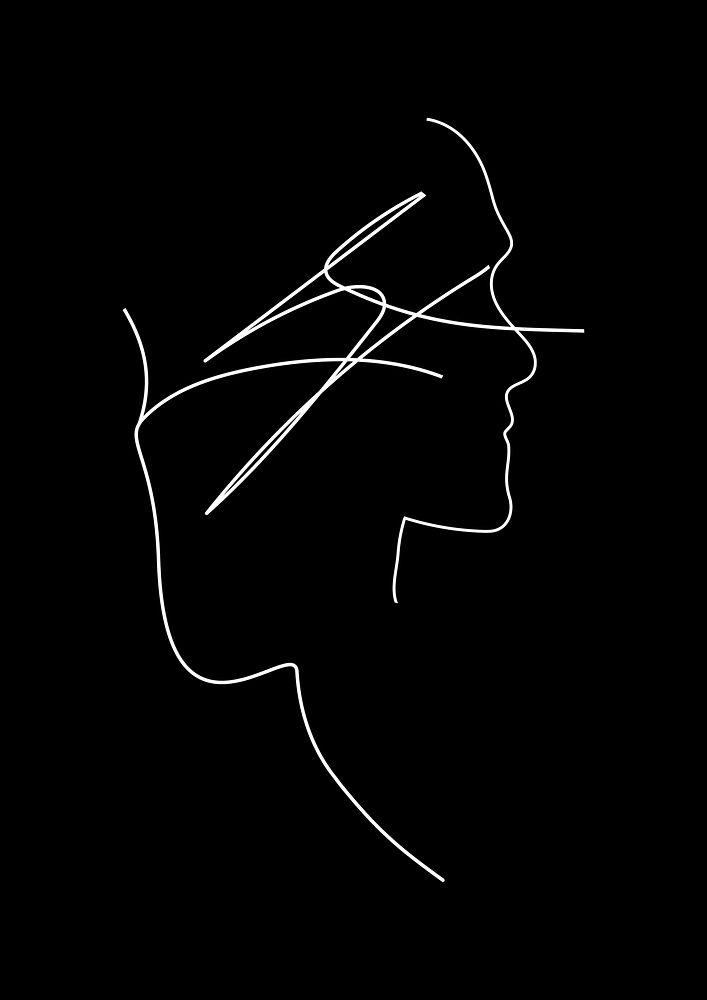 Human line art portrait, minimal design