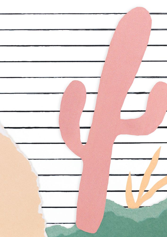 Cute background with pastel cactus paper craft