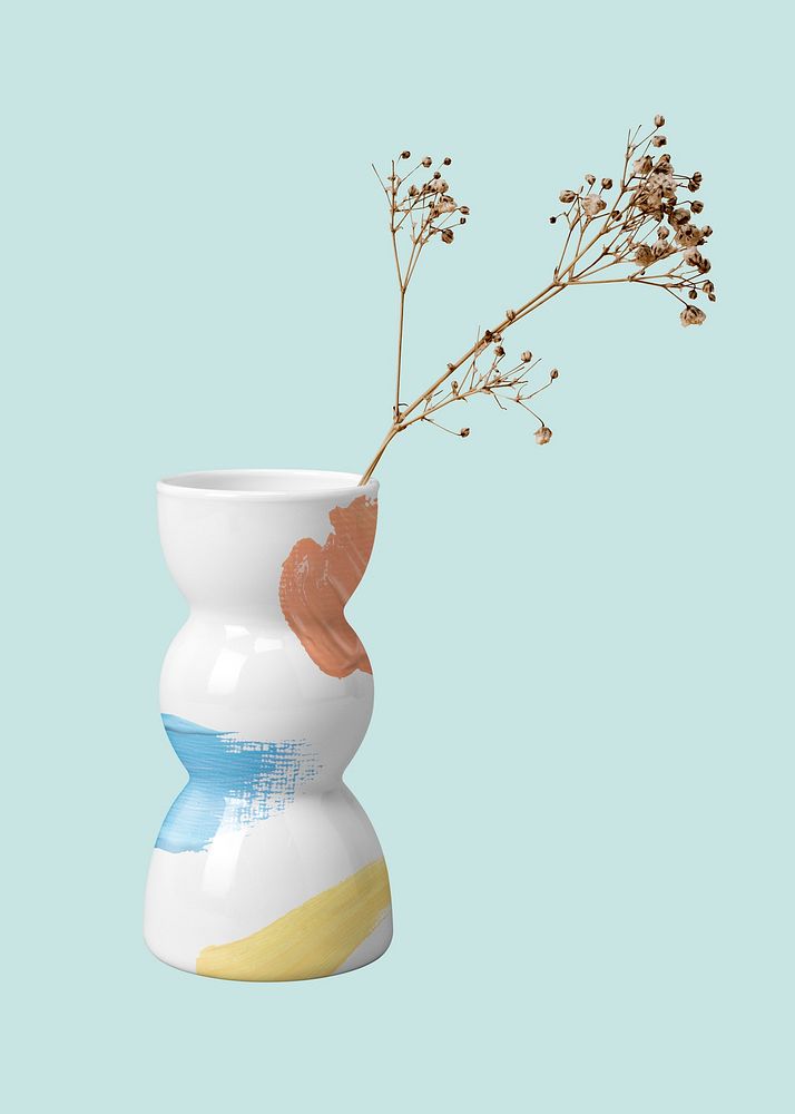 Editable flower vase mockup psd, aesthetic creative style