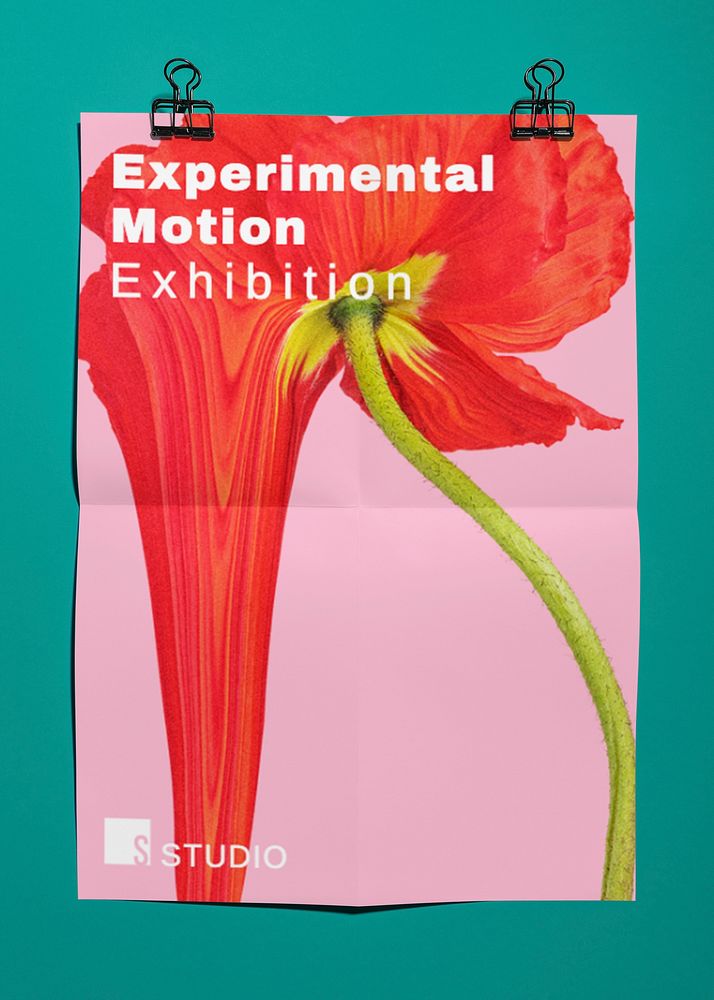 Psychedelic flower poster, art exhibition ad