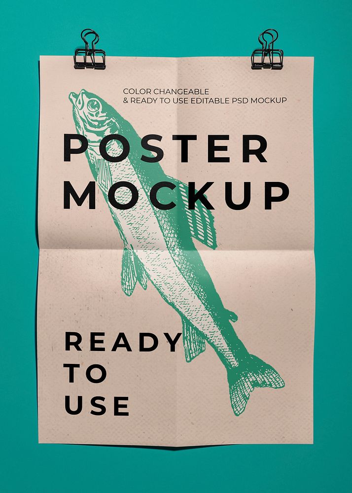 Poster mockup psd, stationery flat lay design