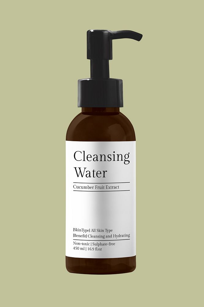 Pump bottle, minimal beauty product packaging design