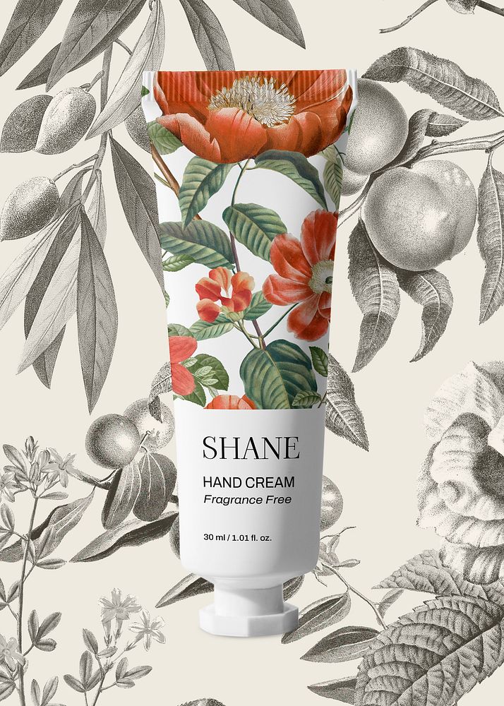 Skincare tube, floral beauty product packaging design