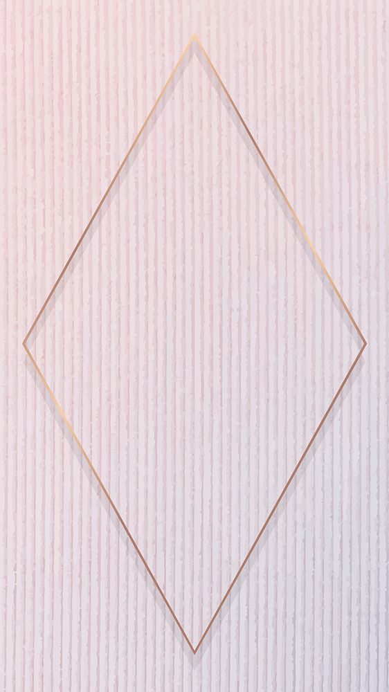 Rhombus gold frame on pink corduroy textured background vector