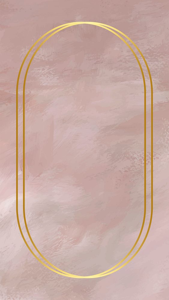 Oval gold frame on pink background vector