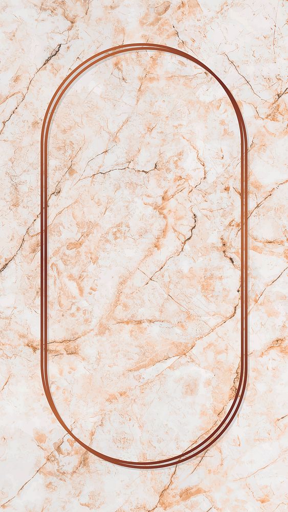 Oval bronze frame on orange marble background vector