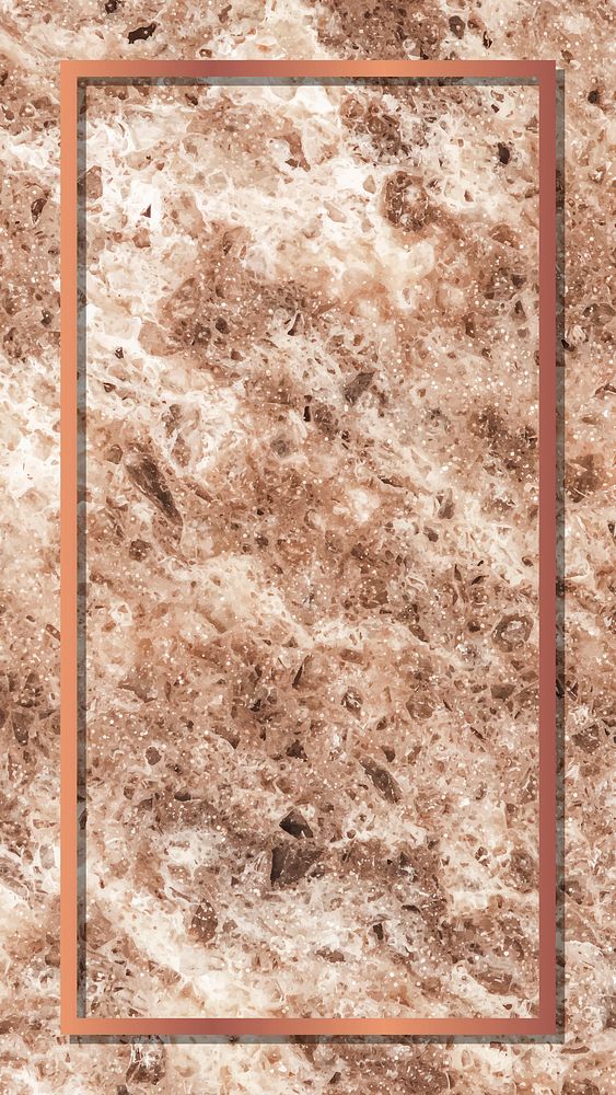 Rectangle copper frame on brown marble background vector