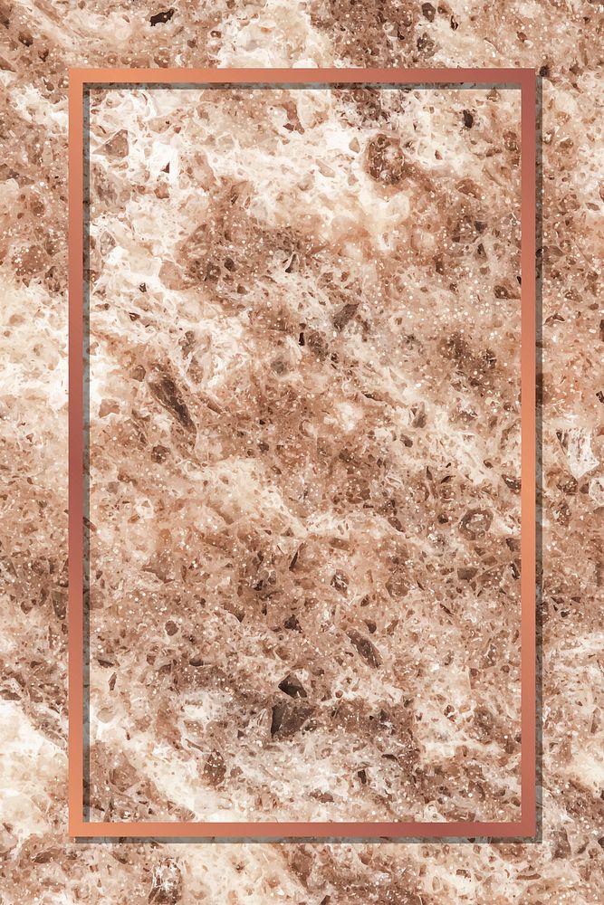 Rectangle copper frame on brown marble background vector